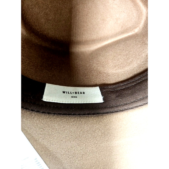 WILL + BEAR Brown Wide Brim Fedora Hat Andy Oak Medium- Retail $127 - Picture 7 of 10